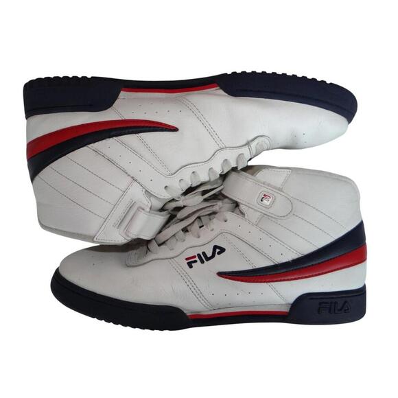 Fila Men's White High-Top Sneakers with Red and Navy Accents - Picture 5 of 8